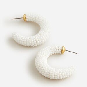 J Crew Factory Chunky White Beaded Hoop Earrings